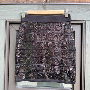Black Sequined Bodycon Mini Skirt